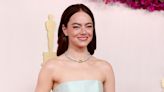 Emma Stone Brings Mermaidcore to the Oscars in an Aquamarine Peplum Skirt Suit