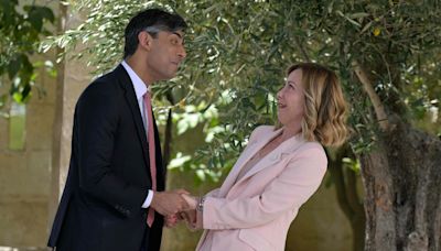 Rishi Sunak’s awkward hug-and-kiss moment with Italy PM Giorgia Meloni is viral: ‘Smelly breath energy’