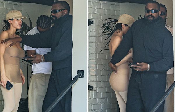 Kanye West Protective of Wife Bianca Censori While Out in All-Nude Ensemble