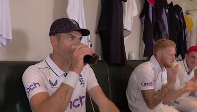 Jimmy Anderson 'splits the G' as enjoys a Guinness after final Test