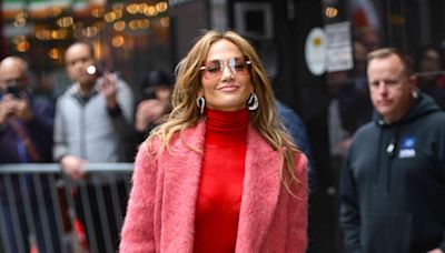 Jennifer Lopez Teases a Daring Met Gala Look While Wearing Shades of Red on GMA