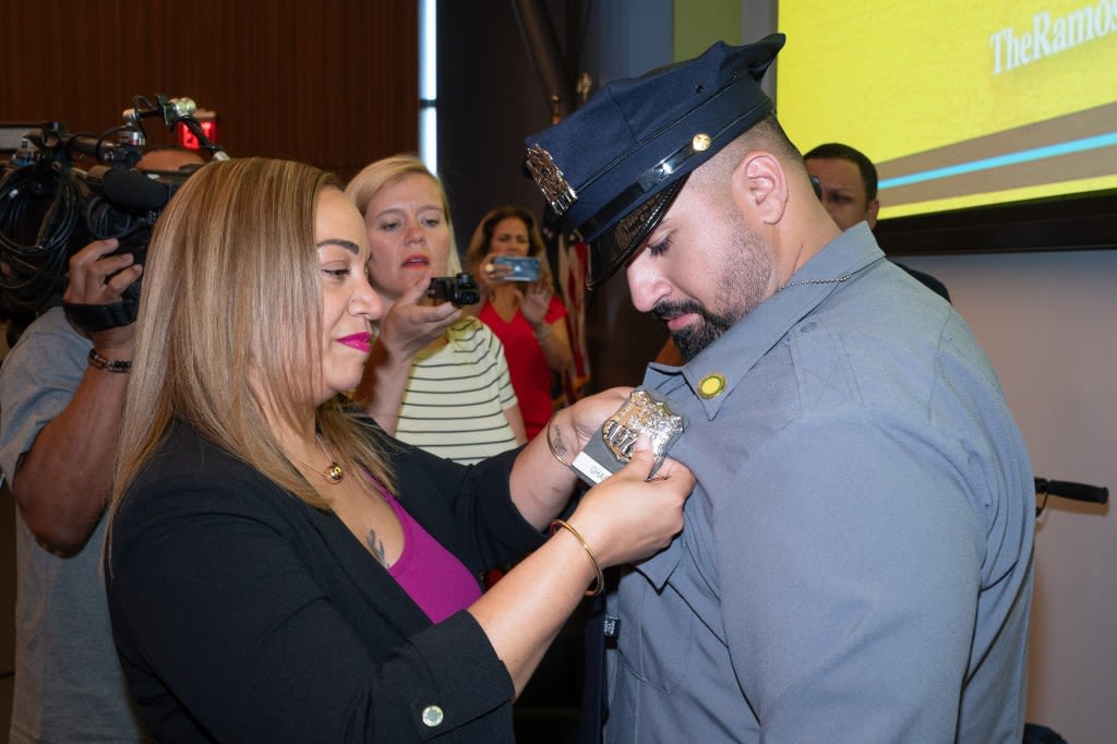 Recruit mentored by slain NYPD Officer Rafael Ramos receives badge from cop’s widow