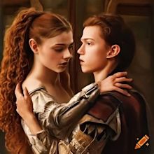 Tom holland and thomasin mckenzie portraying romeo and juliet on Craiyon