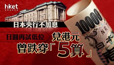 日圓走勢｜日本央行不加息 日圓兌美元閃貶至156、兌港元「5算」攻防