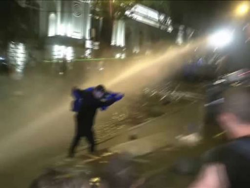 Georgia police unleash water cannons on protesters