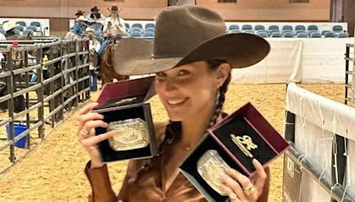 Bella Hadid takes home 2 rodeo buckles in Texas as mom Yolanda cheers on 'my cowgirl' and boyfriend Adan Banuelos says he is 'proud'