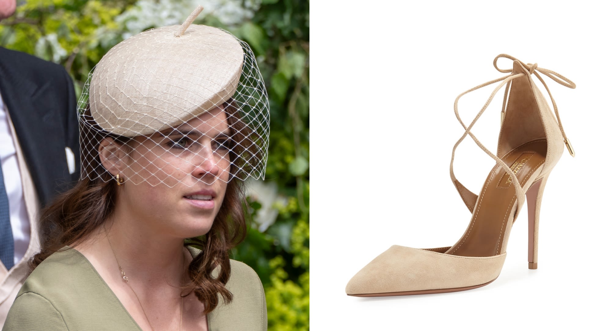 Princess Eugenie Dons Aquazzura Crisscross Pumps for the Duke of Westminster and Olivia Henson’s Wedding