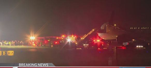 Plane carrying Carolina Panthers players runs off taxiway at Charlotte airport