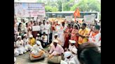 Shiv Sena (UBT) protests Indrayani River pollution at MPCB office