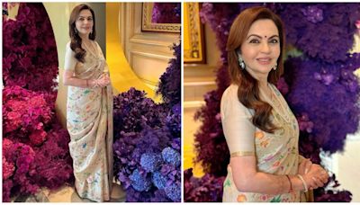 Nita Ambani shines in ivory saree adorned with intricate floral embroidery and luxurious jewels at Paris Olympics 2024