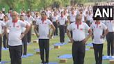 Defence Minister Rajnath Singh, Army Chief Gen Manoj Pande perform yoga in Uttar Pradesh’s Mathura