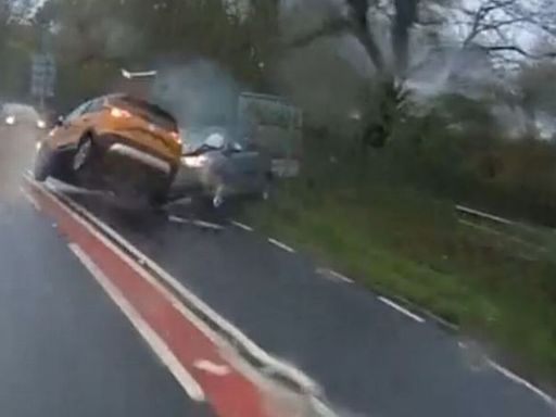 Video shows moment Surrey driver crashes after 'highly dangerous' illegal manoeuvre