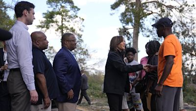 Harris hands out meals, consoles families as she surveys Hurricane Helene devastation in Georgia