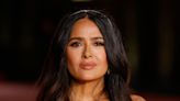 At 57, Salma Hayek Shows Off Super Toned Arms in a Plunging Red Carpet Look