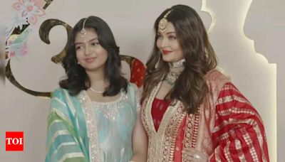 Anant Ambani and Radhika Merchant's wedding: Aishwarya Rai Bachchan and daughter Aaradhya look elegant as they pose together on the red carpet | Hindi Movie News - Times of India