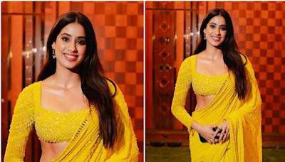 Janhvi Kapoor Glows in Vibrant Yellow Saree by Manish Malhotra for Anant Ambani and Radhika Merchant’s Haldi - News18