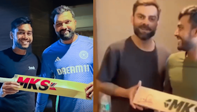 ...Kohli Woos Fans with Bengali Reply After Receiving Bat from Mehidy Hasan Miraz, Rohit Sharma Praises Bangladesh Cricketer