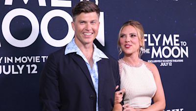 Scarlett Johansson Celebrates ‘Fly Me to the Moon’ With Colin Jost