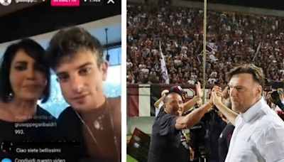 L'ex Reggina Massimo Taibi guarda il video di Giuseppe Garibaldi e Fiordaliso sui social. E viene salutato in diretta