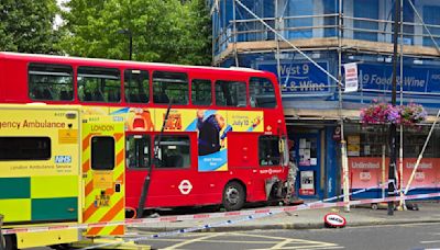 Seven injured as bus smashes into food and wine shop in West London | ITV News