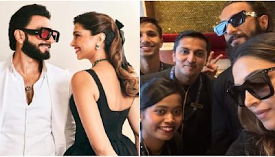PIC: Soon-to-be parents Deepika Padukone and Ranveer Singh pose with airport lounge staff; fans go gaga