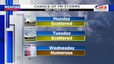 Daily afternoon, evening storm chances take up the first half of the week