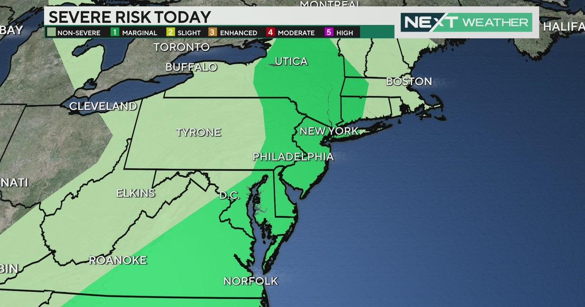 Scattered but strong storms possible around Philadelphia Thursday, marginal risk for severe weather remains