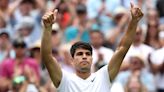 Carlos Alcaraz starts Wimbledon defence with straight-sets win over Mark Lajal