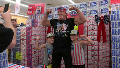 Hulk Hogan stops at Appleton Woodman’s to promote his ‘Real American Beer,’ designed to unite Americans