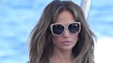 Jennifer Lopez Wears Black String swimsuit as a Top In Capri