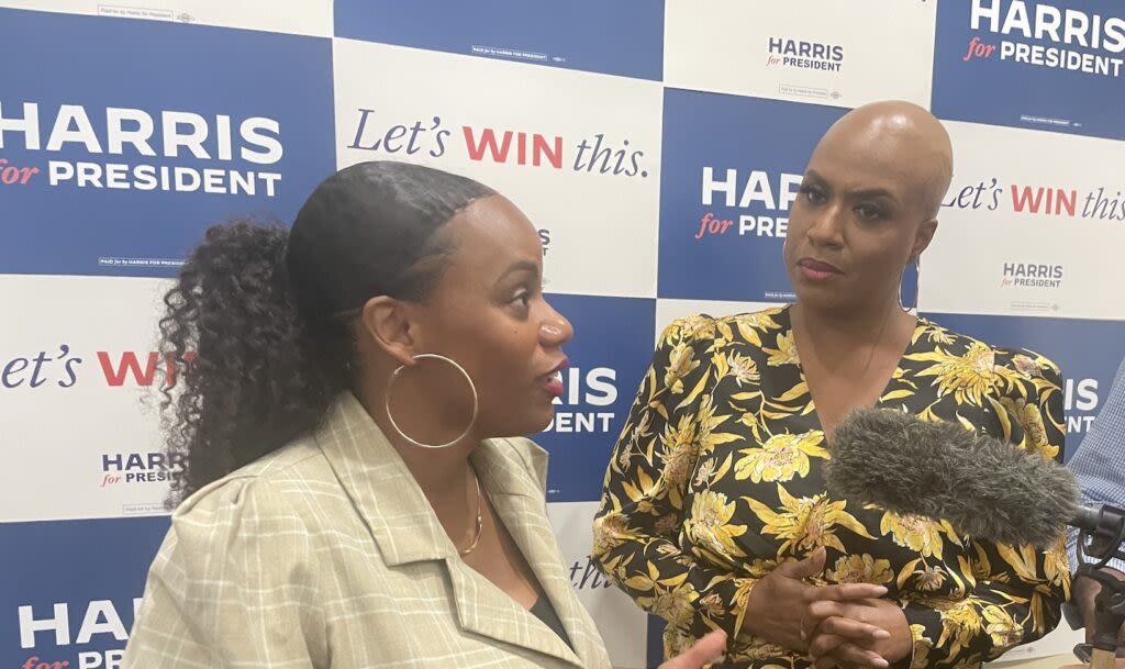 U.S. Reps. Pressley and Lee rally in Pittsburgh to spotlight Harris’ reproductive rights record