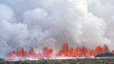 An Iceland volcano starts erupting again, shooting lava into the sky