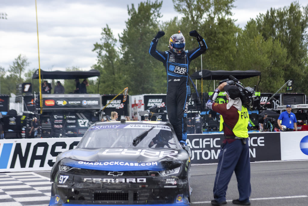 New Zealander Shane van Gisbergen wins Portland road race for first NASCAR Xfinity Series victory