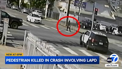 Video released by LAPD shows Hollywood crash involving police cruiser that fatally struck pedestrian