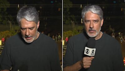 Bonner se emociona em Jornal Nacional interrompido por megafones no RS