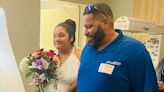 Pregnant bride gets married in hospital wearing ‘wedding dress’ of bed sheets