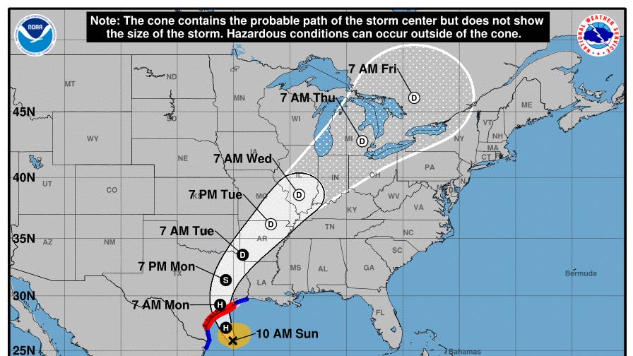 Beryl tracker: See Sunday's forecast path for Texas and spaghetti models