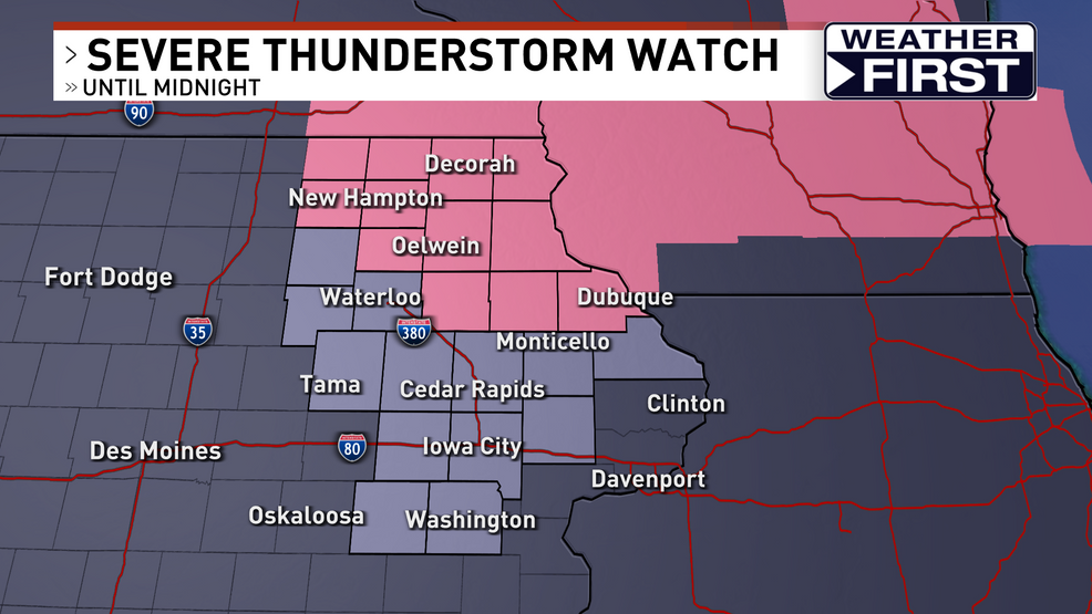 Severe Thunderstorm Watch for northeast Iowa Saturday night