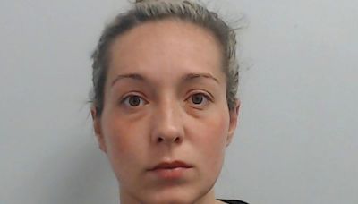 The moment paedophile teacher Rebecca Joynes smirks after buying teenage victim £345 Gucci belt