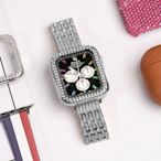 七珠閃鑽錶帶 適用 Apple watch SE 7 6 5 4 3 2 1 金屬蝴蝶扣腕帶 38 40 42 44mm