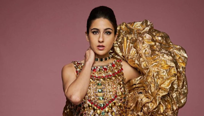 Sara Ali Khan Embraces Maximalism In Fashion With Golden Gown Hand-Embroidered With Stones And Gold Beads