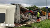 Ainley Top crash: Road reopens after lorry overturns on M62 roundabout