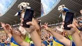 Las imágenes del “perro xeneize” que se volvió viral por alentar a Boca en la cancha