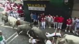 Shocking moment runners are injured in running of the bulls festival