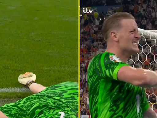 New footage shows how Pickford was every England fan celebrating Watkins winner