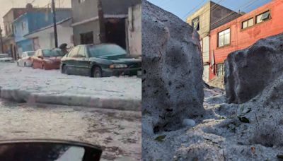 ¡Insólito! Lluvia y granizada extrema causan ríos de hielo en Puebla