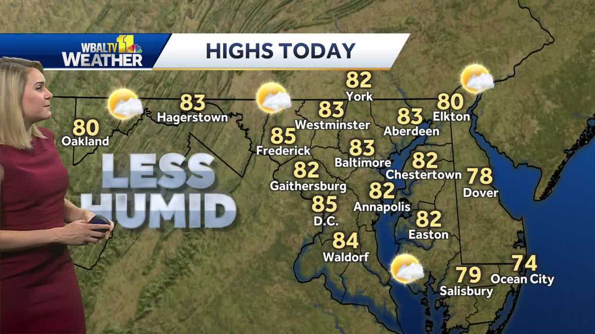 Much cooler and less humid Friday with temps only in 80's