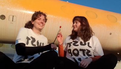 Two charged after jets sprayed with orange paint in Just Stop Oil protest