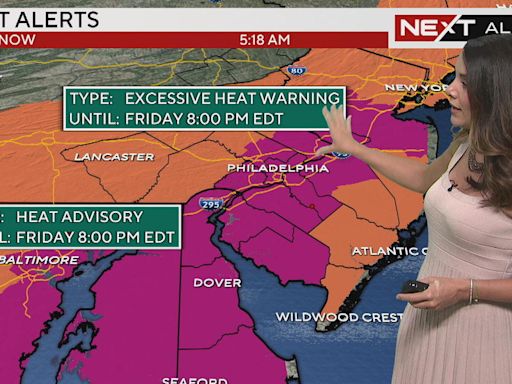 Hot, humid weather leads to excessive heat warning in Philadelphia area; storm chances through weekend