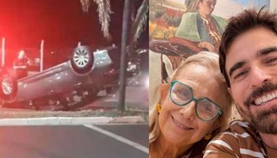 Mãe de Reynaldo Gianecchini sofre acidente ao capotar carro